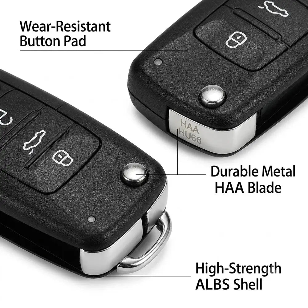 3 Button Flip Folding Key Case for VW Golf Polo Jetta Passat Skoda Seat Plastic by InterCyprus Trading Ltd