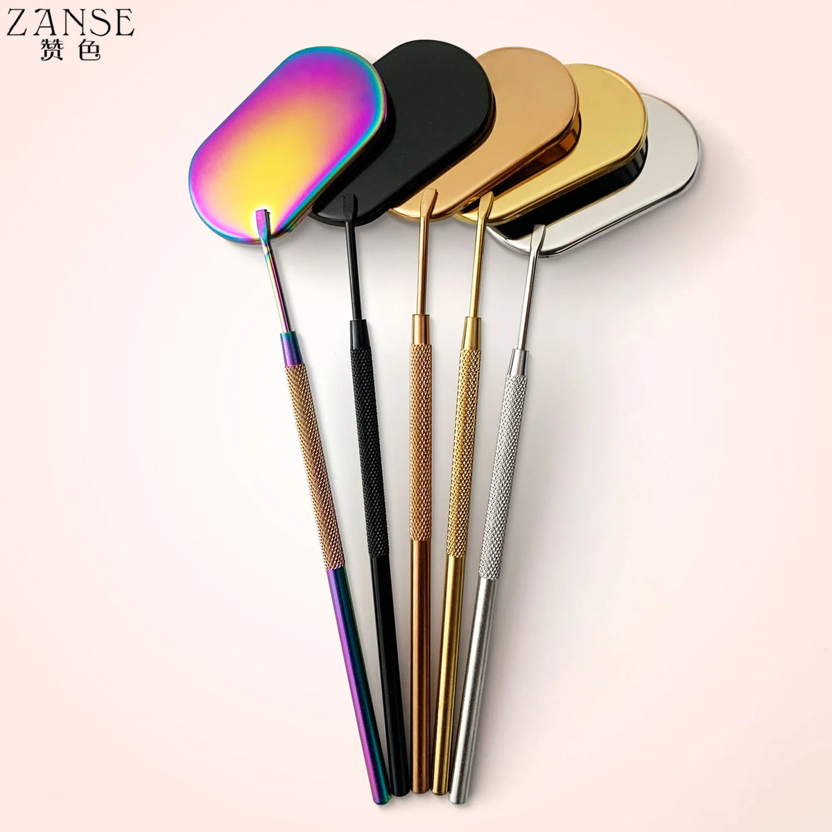 ZANSE Stainless Steel Eyelash Extension Mirror with Long Handle