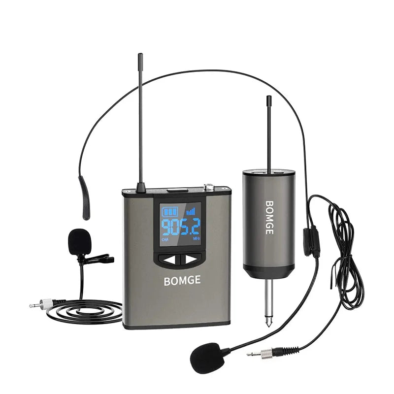BOMGE Dual Wireless Microphone System with Rechargeable Transmitter &amp; Receiver BG-111U