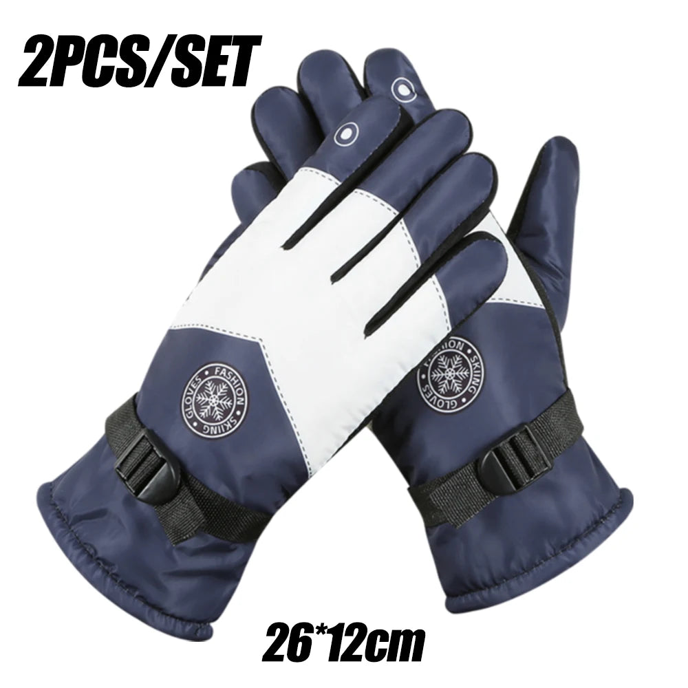 Ski Gloves for Men and Women &ndash; Waterproof Thermal Mittens Blue