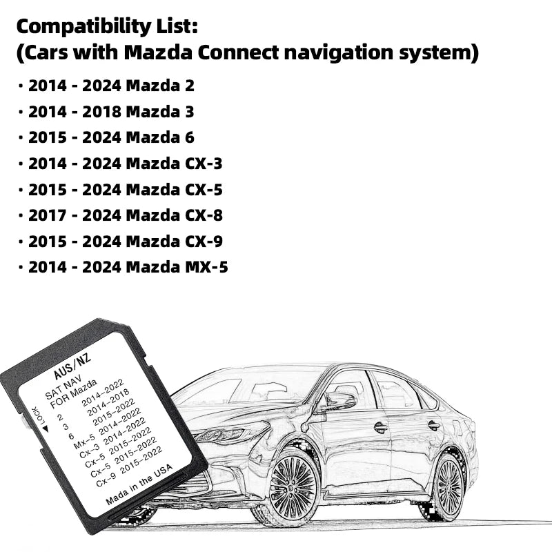 Sat Nav 16GB SD Card Upgrade 2024 &ndash; AU NZ Maps For Mazda CHINA / for Mazda Connect