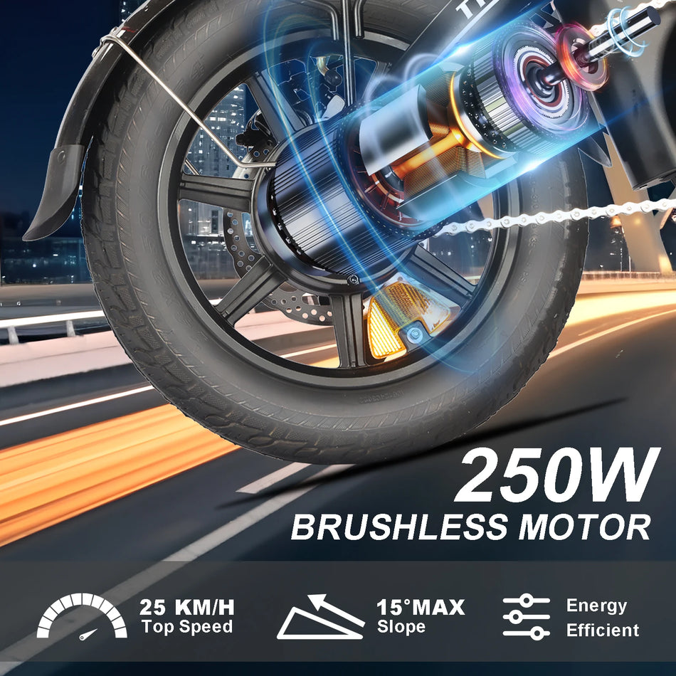 Bicicleta Eléctrica Plegable Bodywel T16PRO 250W 36V con Frenos de Disco