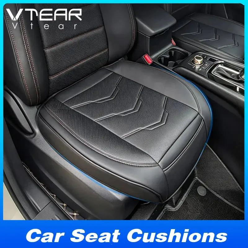 Vtear Universal PU Leather Car Seat Cushion Front Seat Pad Cover Breathable Non-Slip Bottom Protector Interior Accessories Parts by InterCyprus Trading Ltd