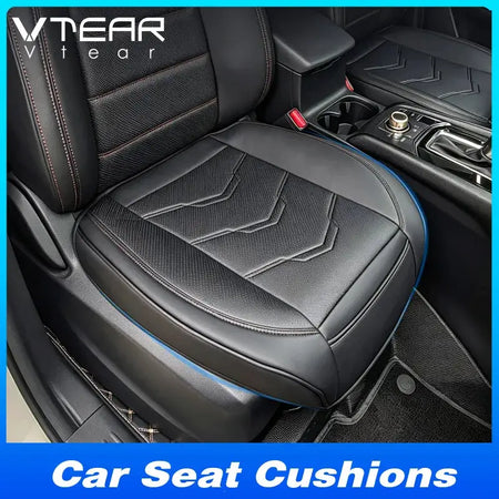 Vtear Universal PU Leather Car Seat Cushion Front Seat Pad Cover Breathable Non-Slip Bottom Protector Interior Accessories Parts by InterCyprus Trading Ltd