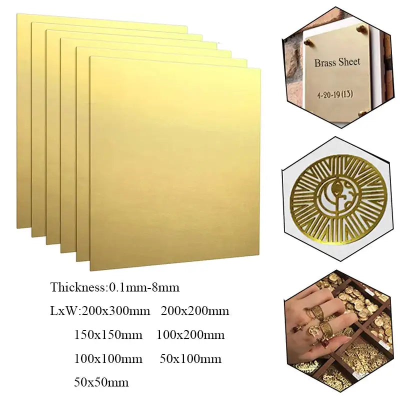 Brass Sheet Plate 0.1 To 8 Mm For CNC Frame DIY Mould thickness  0.1mm / 50x100mm
