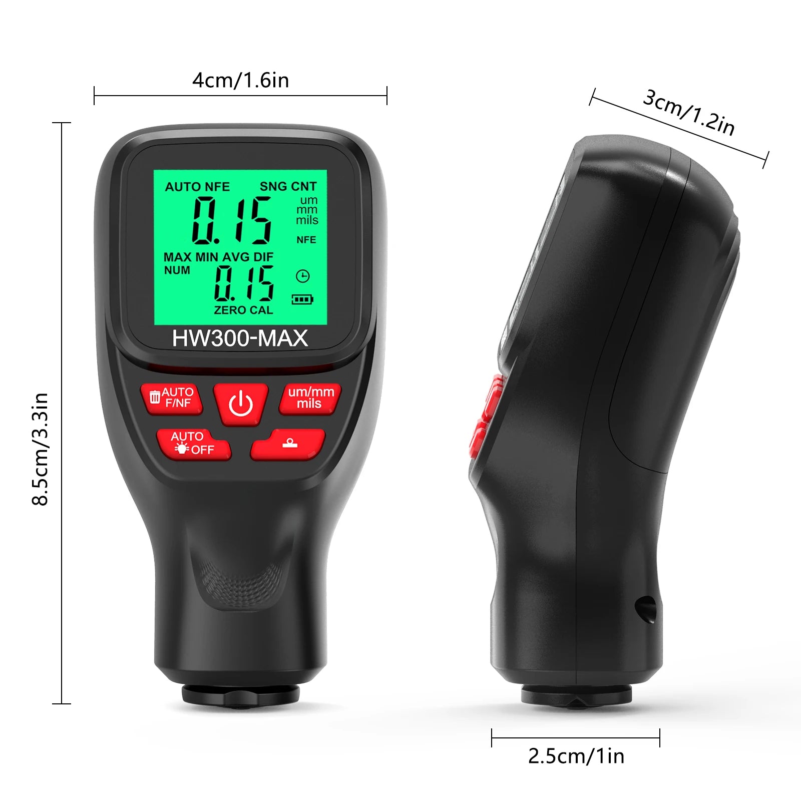 HW300-MAX Car Coating Thickness Gauge &ndash; 0-2000um Range
