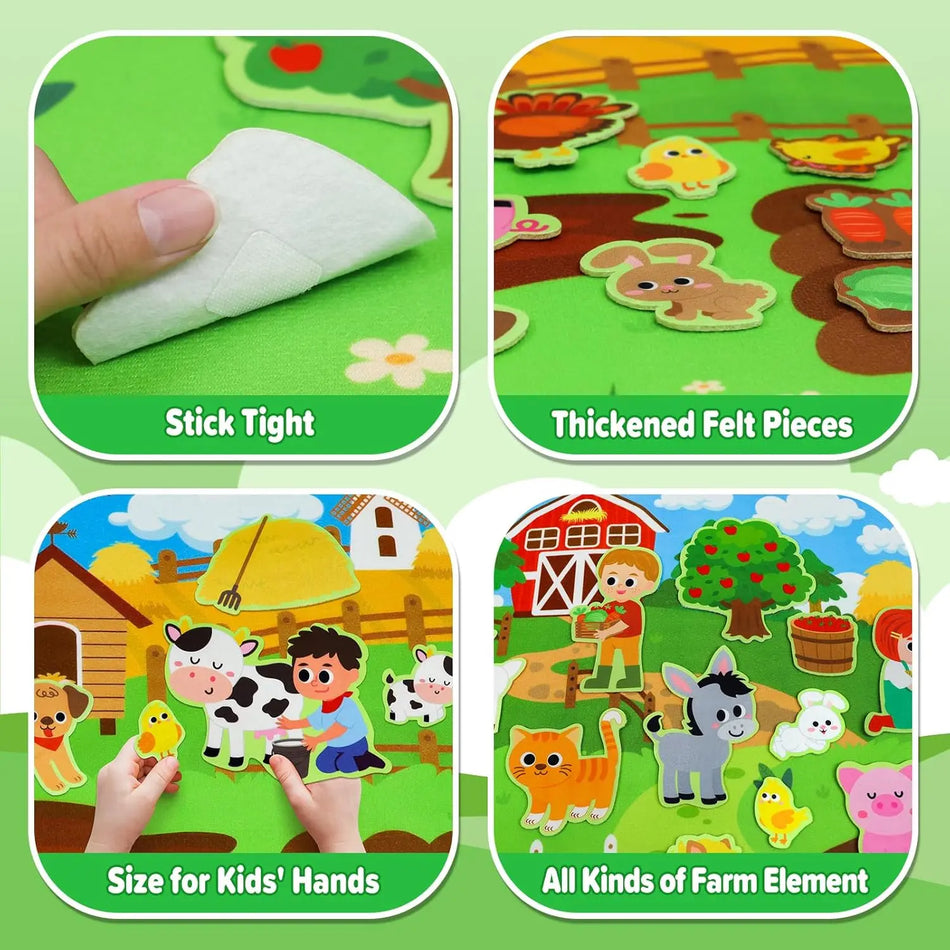 Farm Animals Felt Story Board Set For Toddlers, Interactive Wall Hanging Puzzle Kit For Early Learning