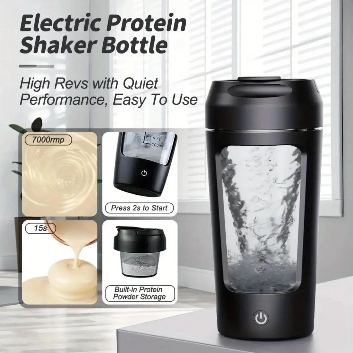 500ML Electric Protein Shaker Bottle 7000rpm USB C Charging