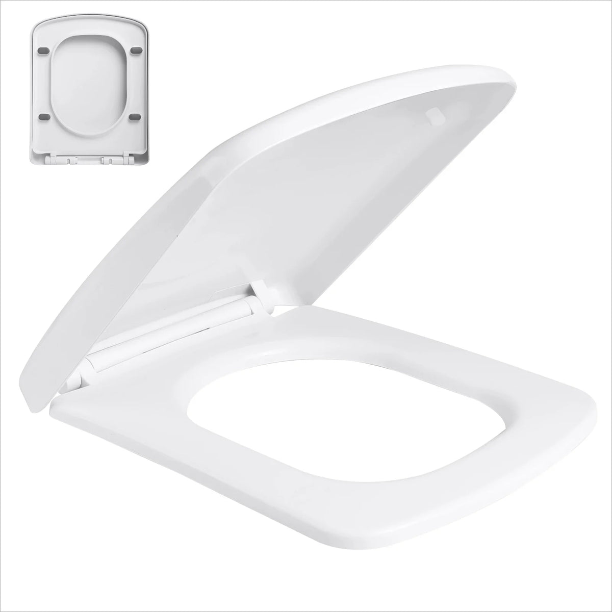 Slow Close Toilet Seat - Quiet Hinges For Smooth Closing D