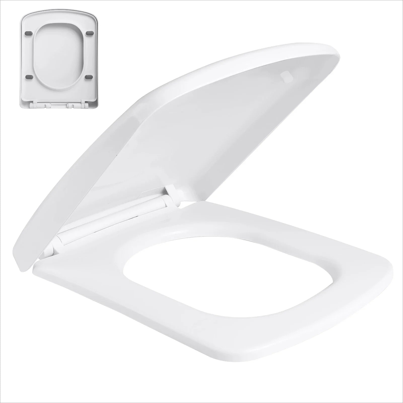 Slow Close Toilet Seat - Quiet Hinges For Smooth Closing D