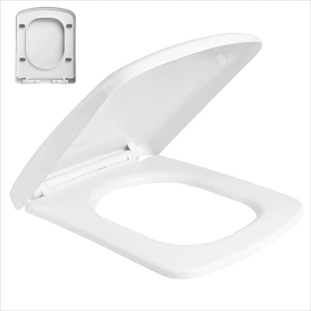 Slow Close Toilet Seat - Quiet Hinges For Smooth Closing D