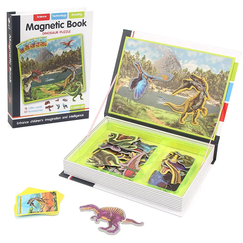 Funny Children's Magnetic Book Puzzles &ndash; Brain Training Toy Dinasour