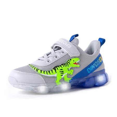 EXDINO T-Rex LED Glowing Sneakers for Boys (Ages 2-9) Grey-LED / 13.5 (EU size 31)