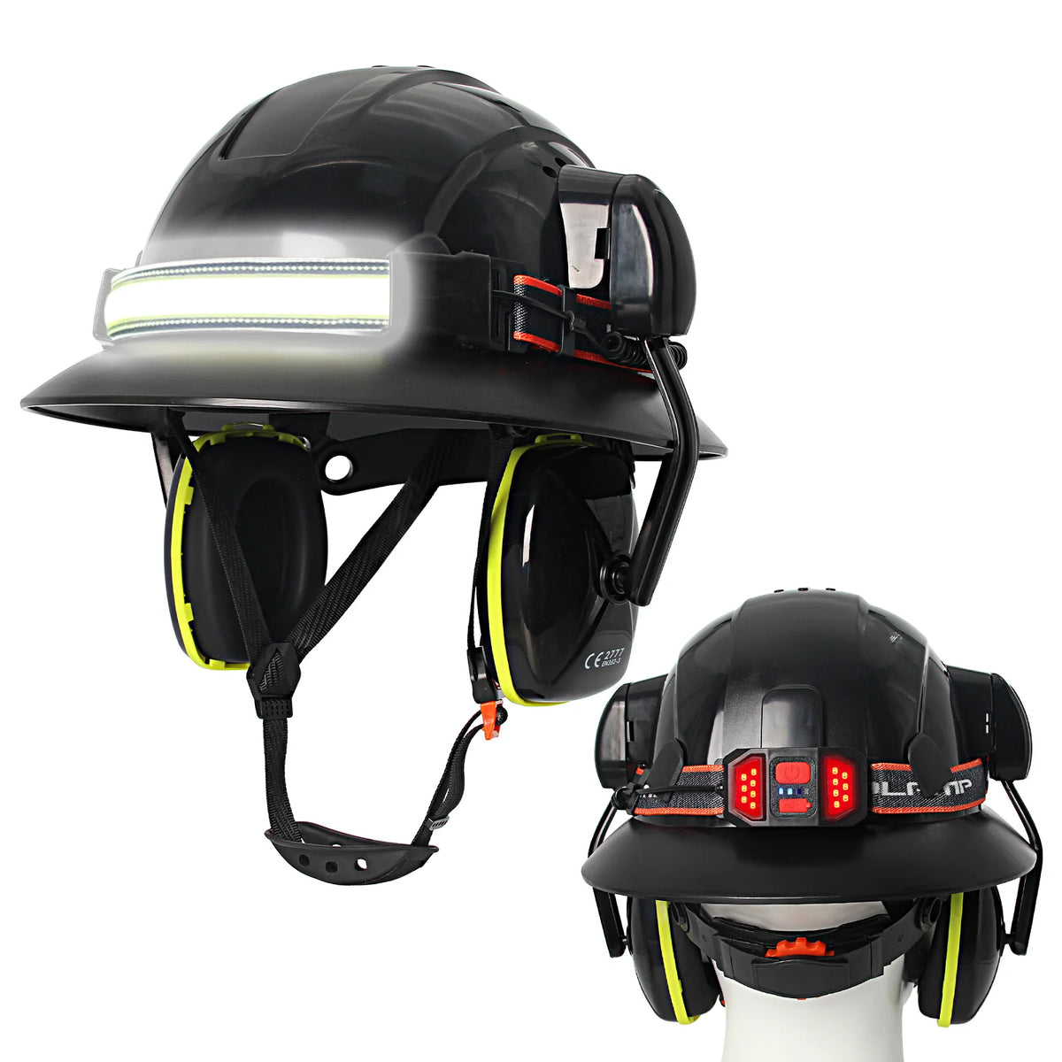 CE Full-Brim Hard Hat - Lightweight Safety Headgear Black