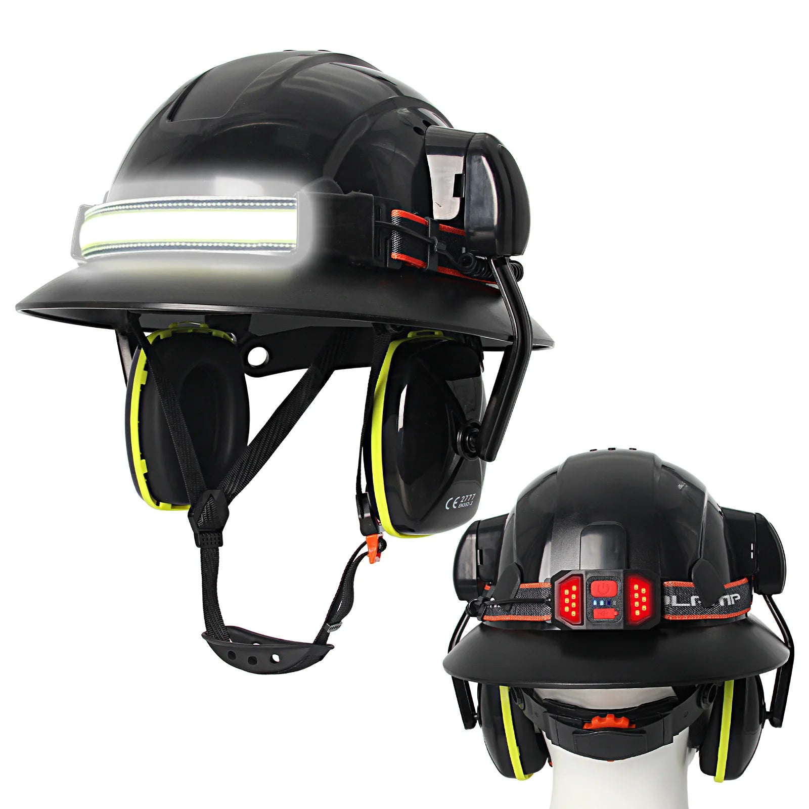 CE Full-Brim Hard Hat - Lightweight Safety Headgear Black