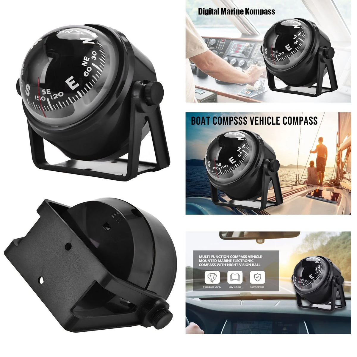Ball Boat Sailing Compass &ndash; Clear Outdoor Display Feature