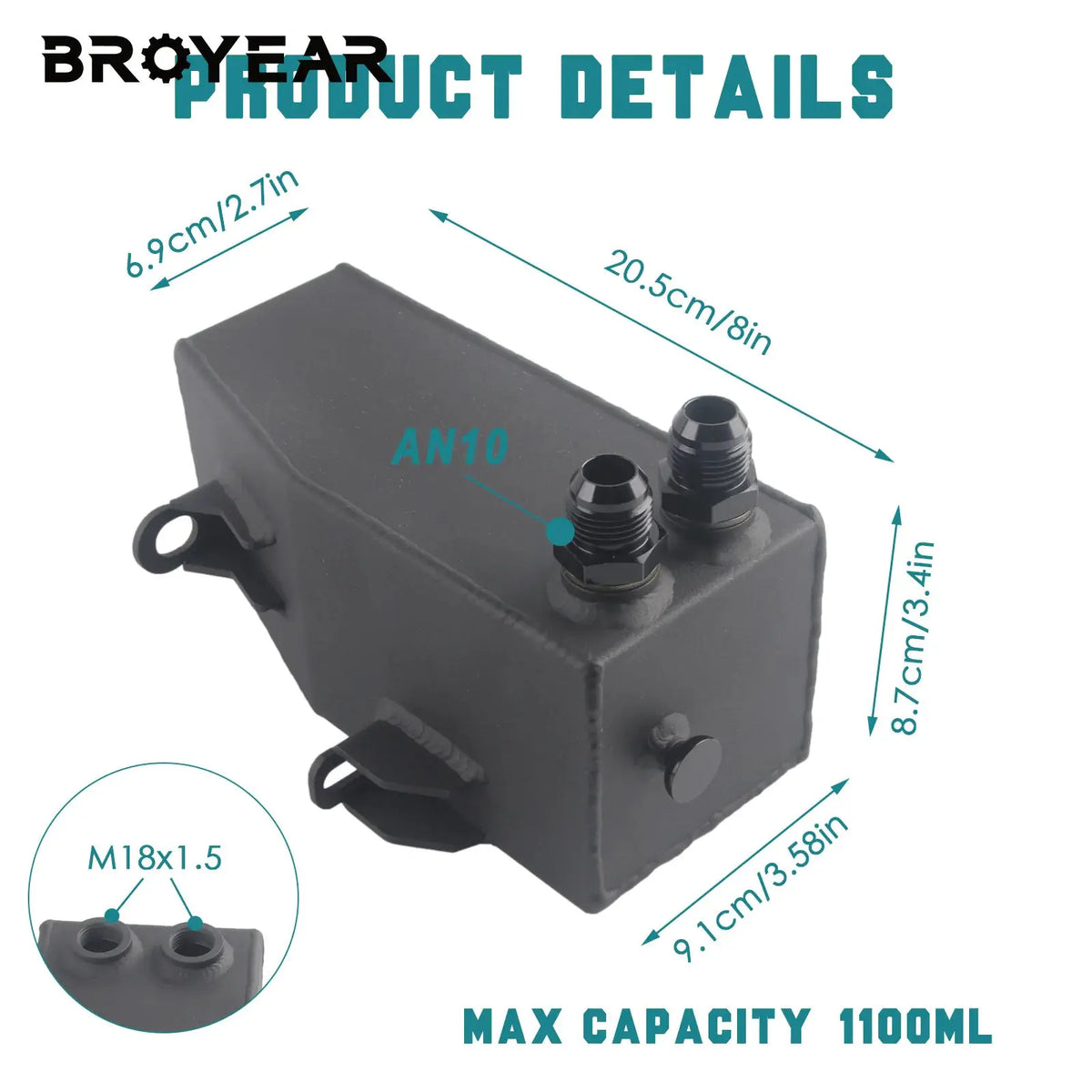 Aluminum Oil Catch Can Tank With AN10 Fitting for VW Golf GTI MK7 EA888 Gen 3 by InterCyprus Trading Ltd