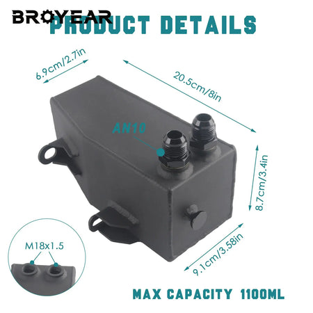 Aluminum Oil Catch Can Tank With AN10 Fitting for VW Golf GTI MK7 EA888 Gen 3 by InterCyprus Trading Ltd