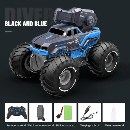 Amphibious RC Car With Water Gun &ndash; Gesture Sensing Off Road Blue dual control