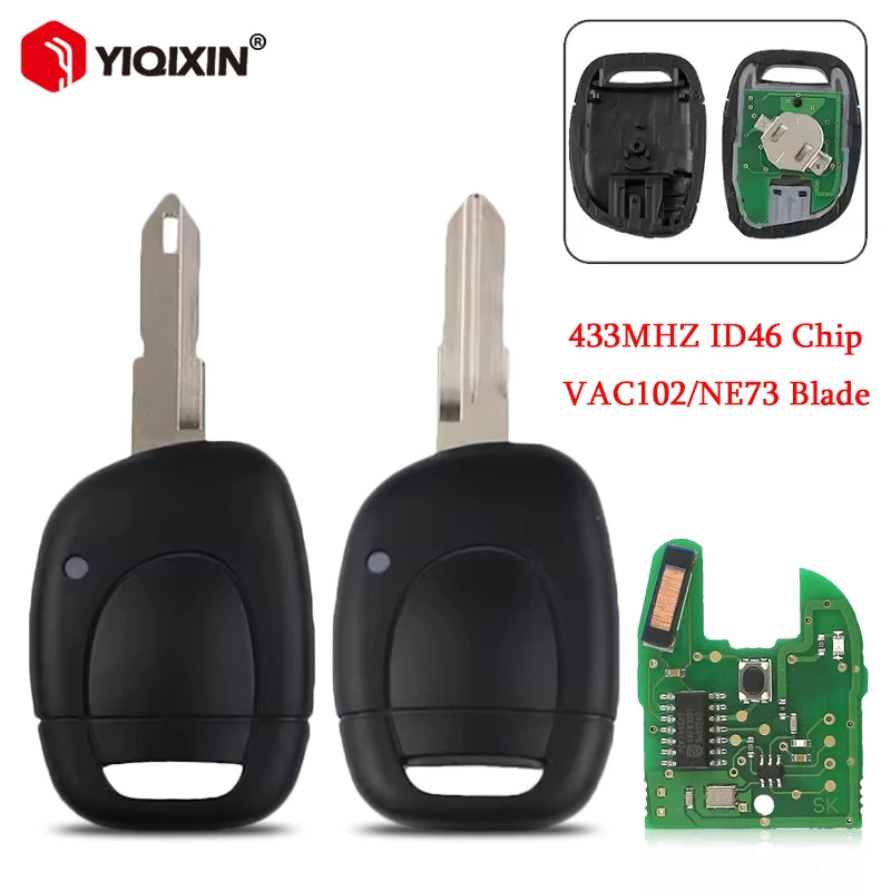 Fjernbetjening til Renault Clio II 433MHz ID46 blad, kompatibel med Kangoo og relaterede modeller