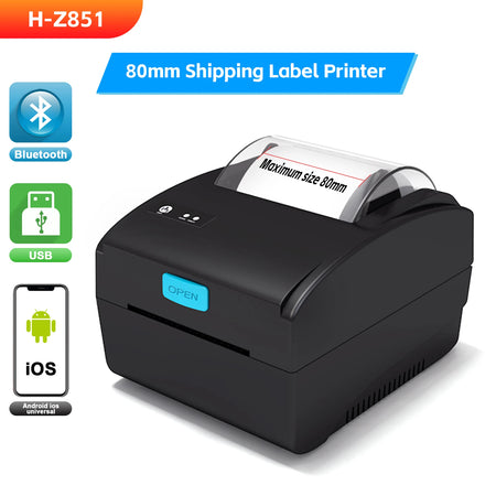 HZTZ 80mm Thermal Label Printer &ndash; USB Bluetooth Printing
