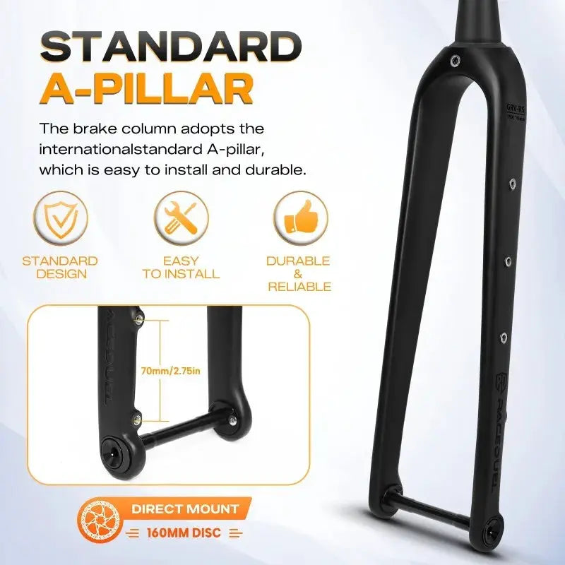 RACEDUEL Carbon Gravel Bike Fork 12x100mm Thru Axle 700C 45mm Tire Internal Wiring Lightweight Disc Brake Bicycle Front Fork by InterCyprus Trading Ltd