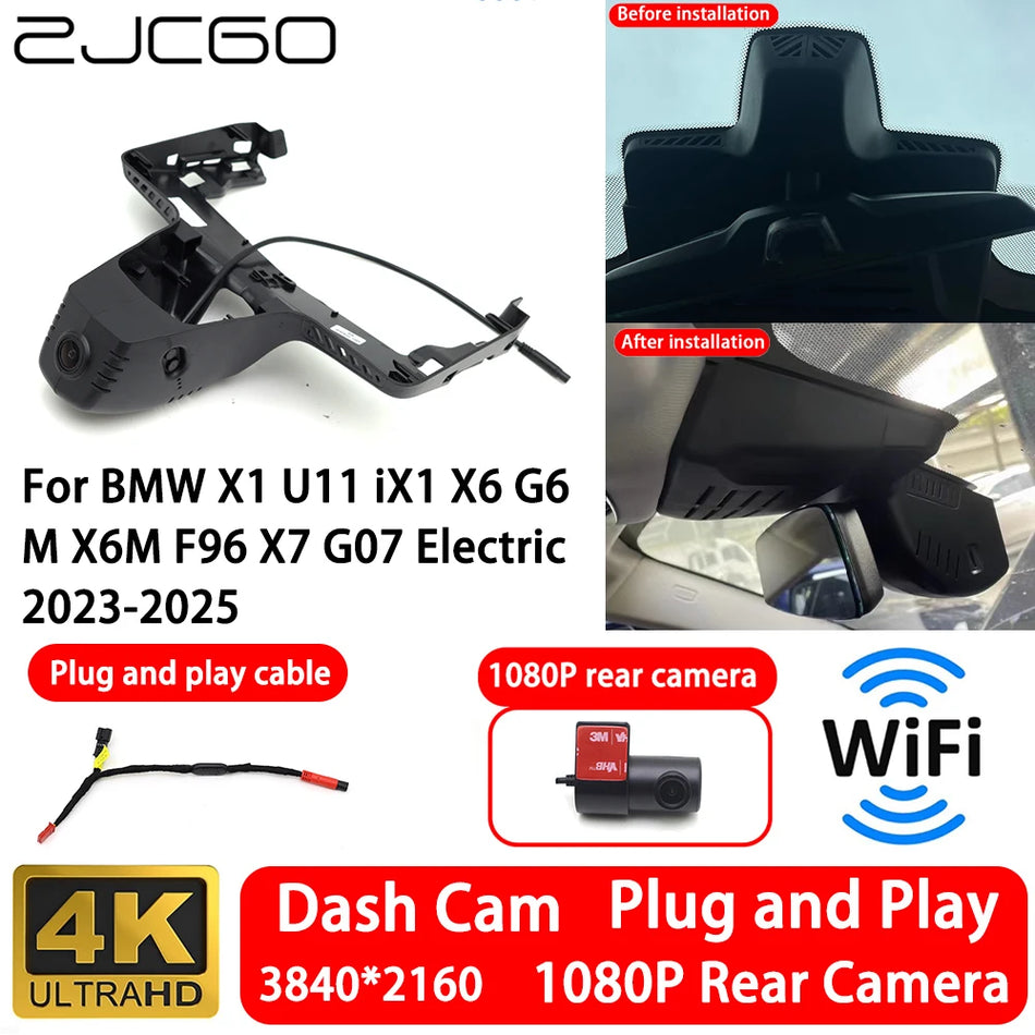 Câmara Dash para BMW X1 Gravação Frontal e Traseira 4K com WiFi, Canal Duplo, Plug And Play