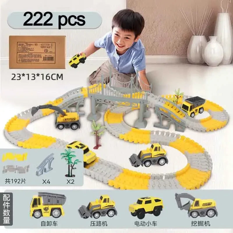 137-467Pcs Children Track Toy Car Kit - Educational Kit 222pcs