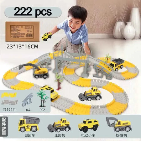 137-467Pcs Children Track Toy Car Kit - Educational Kit 222pcs