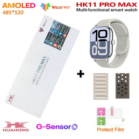 HK11 Pro Max Smartwatch 2025 &ndash; AI Chat Robot AMOLED Display al-white-sp-green