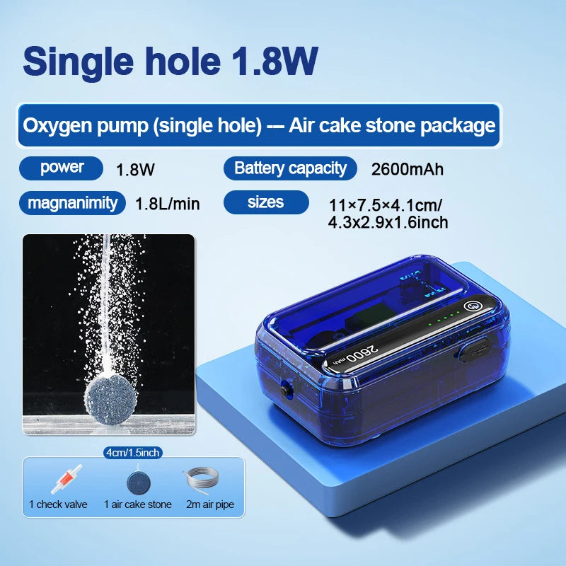 4800mAh Aquarium Oxygen Pump USB Charger &ndash; Ultra Portable 1.8W gas cake stone
