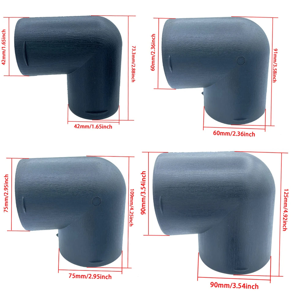 Σύνδεσμος Ελμίου Αεραγωγού Θερμαντήρα Αυτοκινήτου 42/75/90mm Πλαστικός Σχήματος L