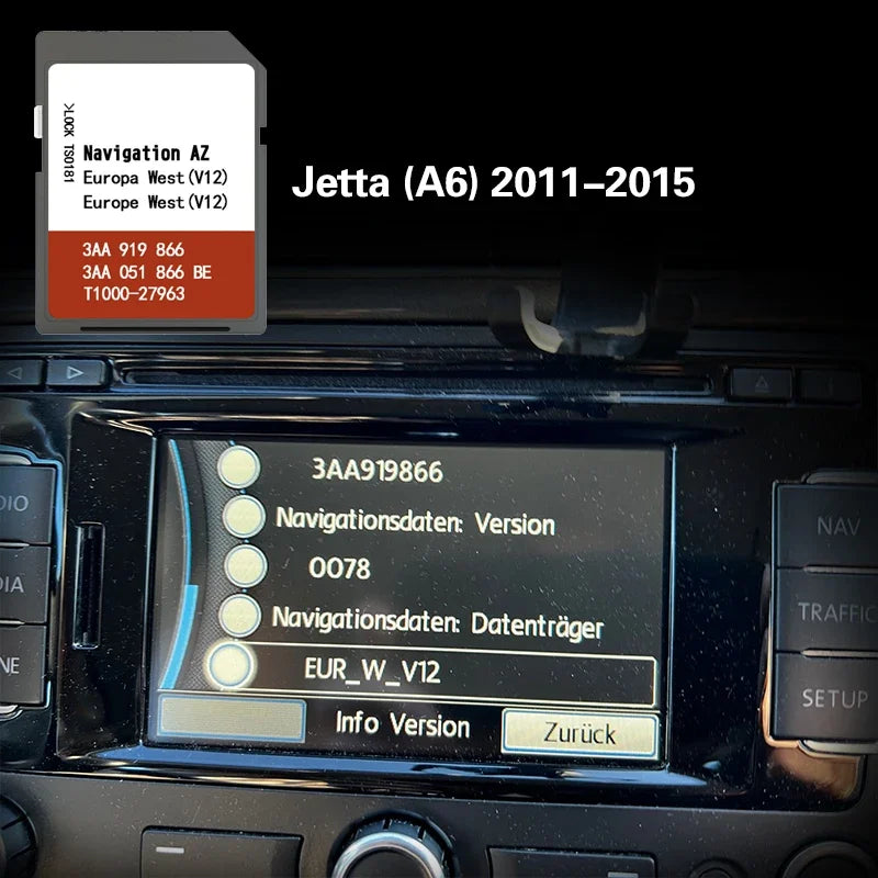 VW Jetta A6 RNS315 2011-15 8GB SDMap Card - Western Europe Jetta A6 2011-2015 / CHINA