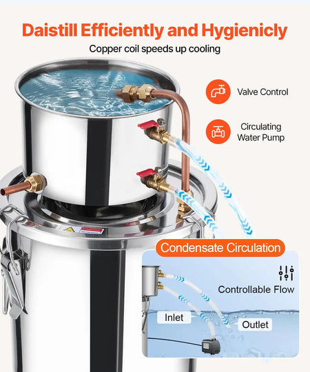 3 To 8 Gallons Stainless Distiller Copper Coil