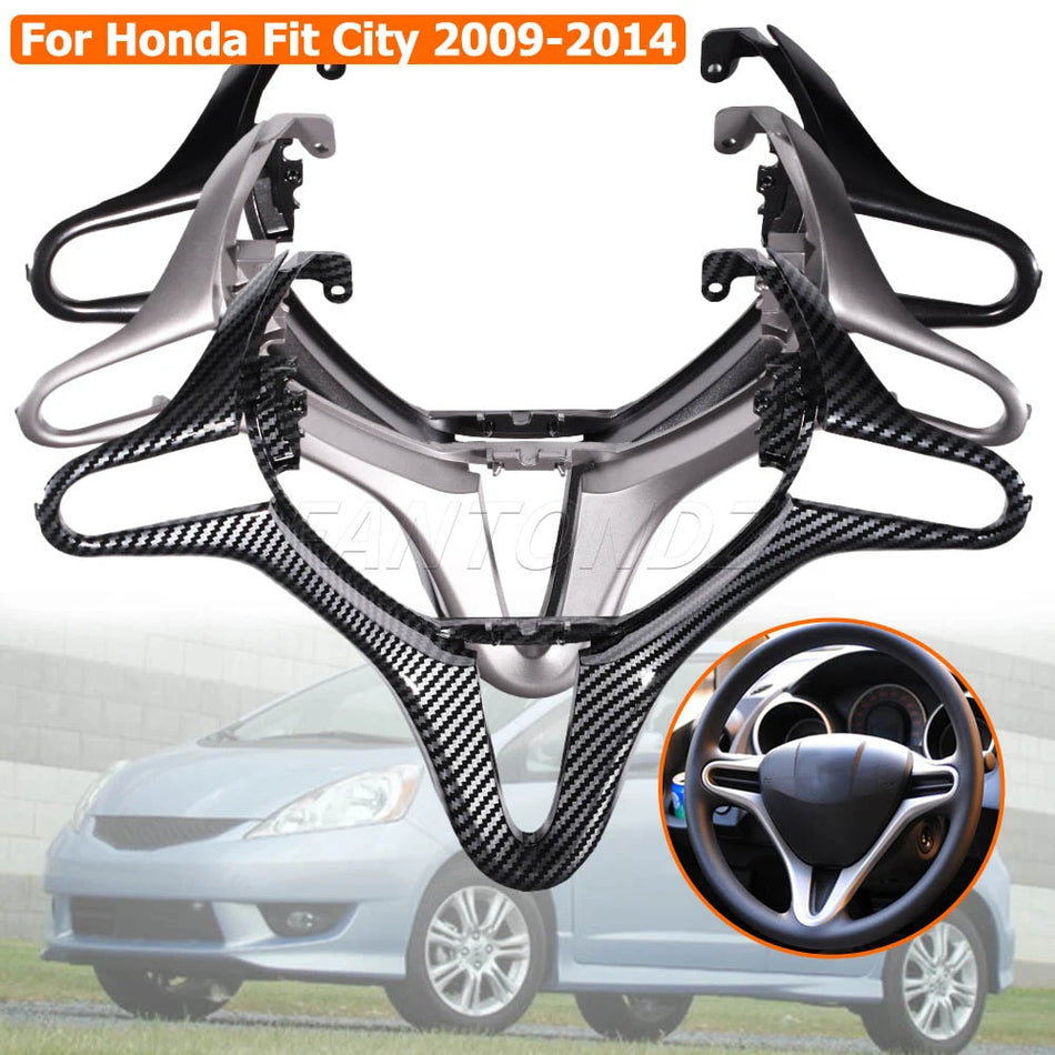Tira de adorno plateada del volante para Honda Fit City 2009-2014