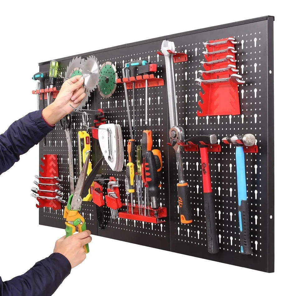 Perforovaný nástěnný držák nářadí s háčky 120 x 60 cm panel