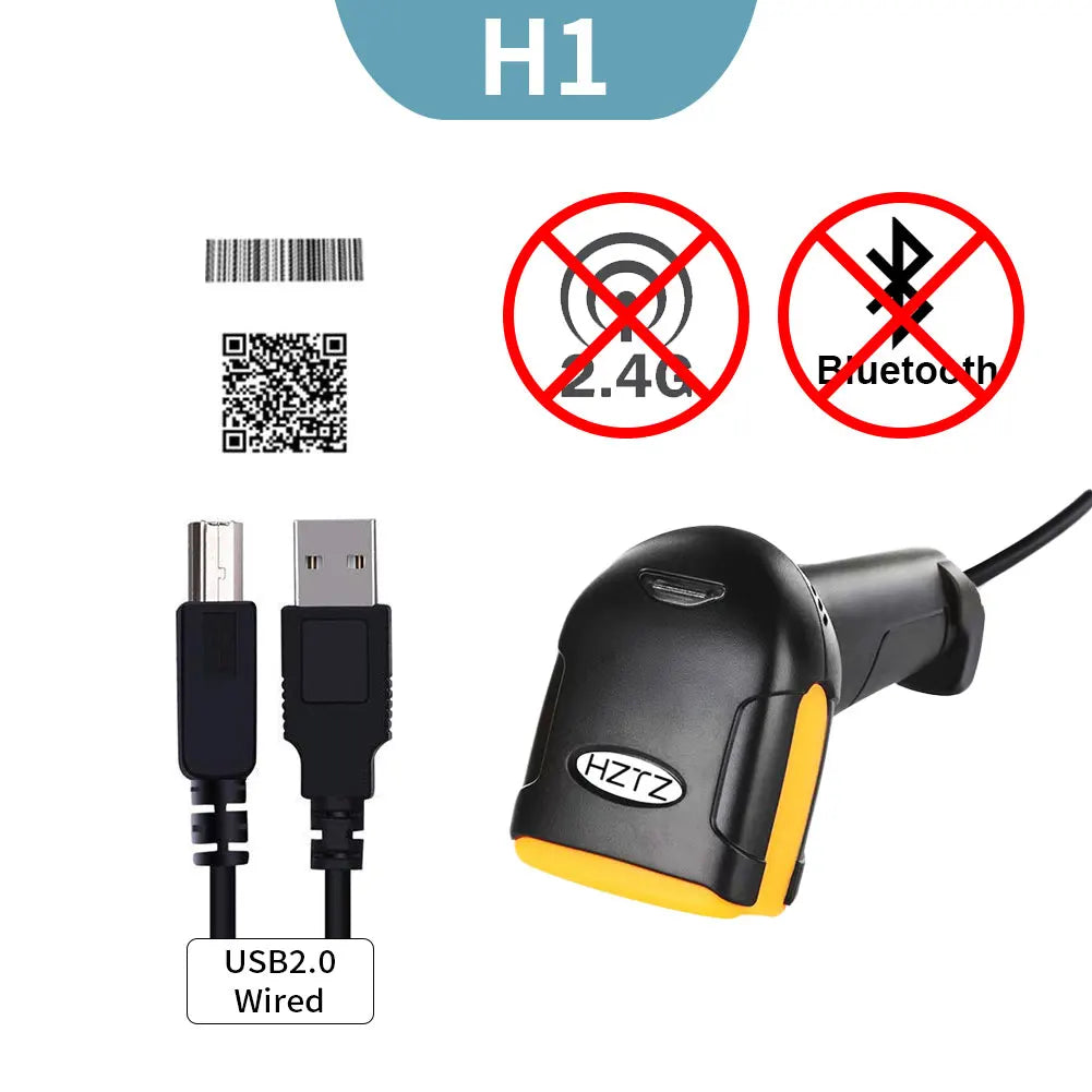 HZTZ Wireless 2D Barcode Scanner H1 H1W &ndash; Long Range H1 wired 2D