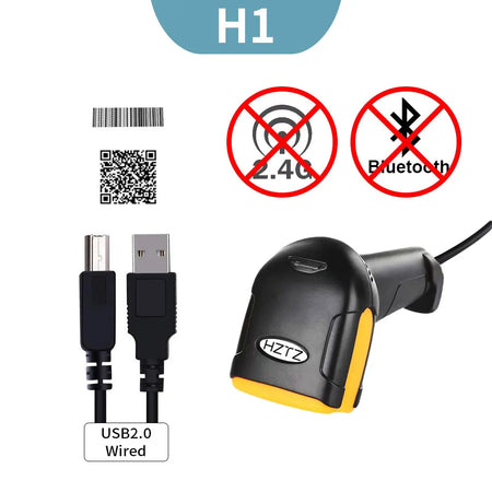 HZTZ Wireless 2D Barcode Scanner H1 H1W &ndash; Long Range H1 wired 2D