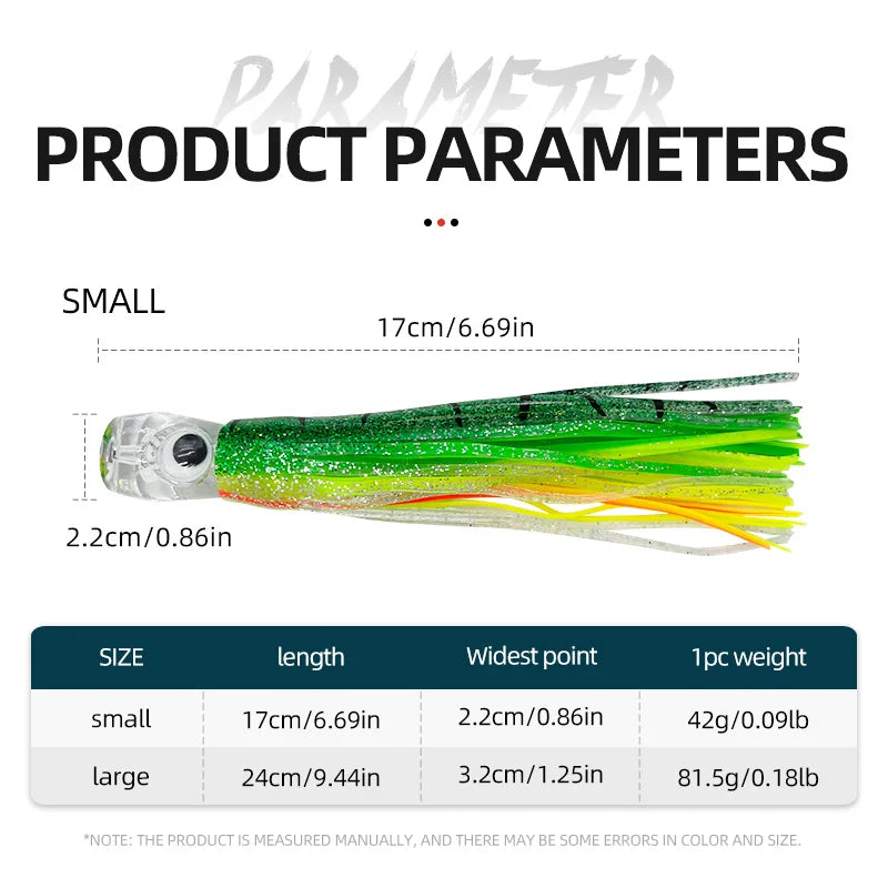 Premium Trolling Skirt Lures for Marlin, Tuna &amp; More - 16cm/25cm