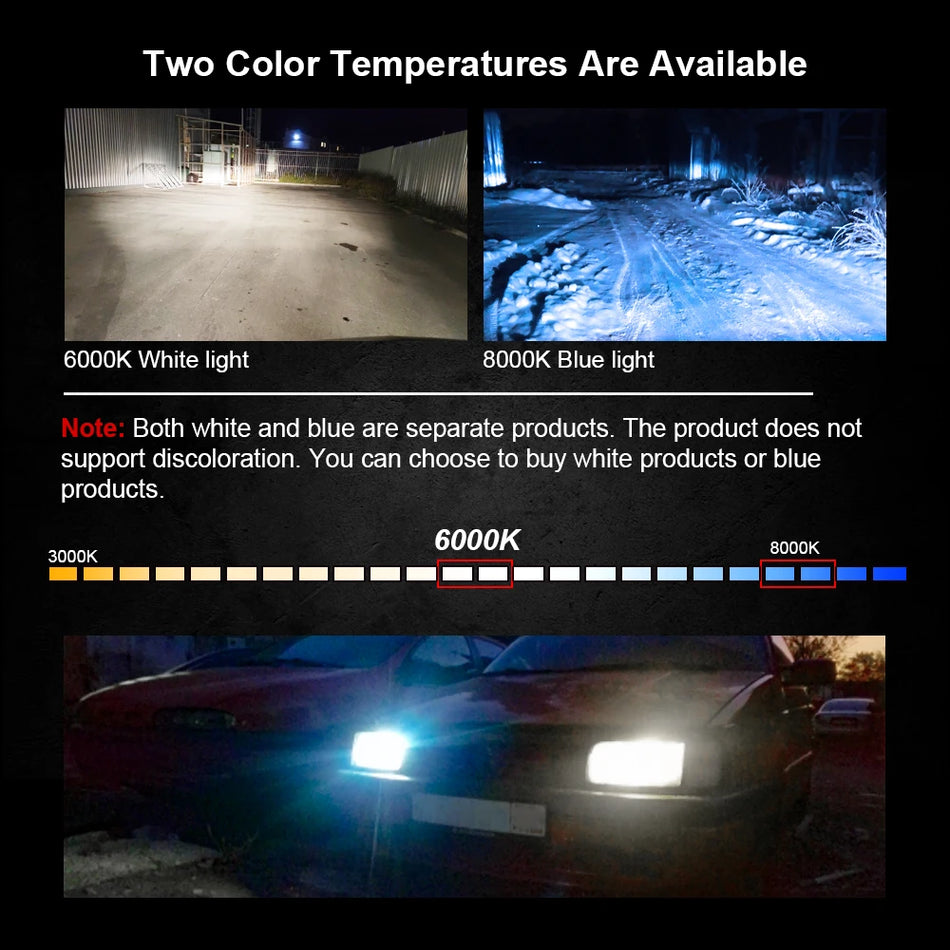 Lâmpadas de Farol LED de 4 Lados para Carros com Iluminação de 360 Graus, 6000K/8000K, 12V Compatível com H4/H7/H11