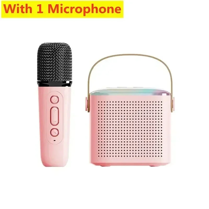 Y1 Bluetooth 5.3 Karaoke Machine &ndash; Dual Microphones Pink with 1 Mic