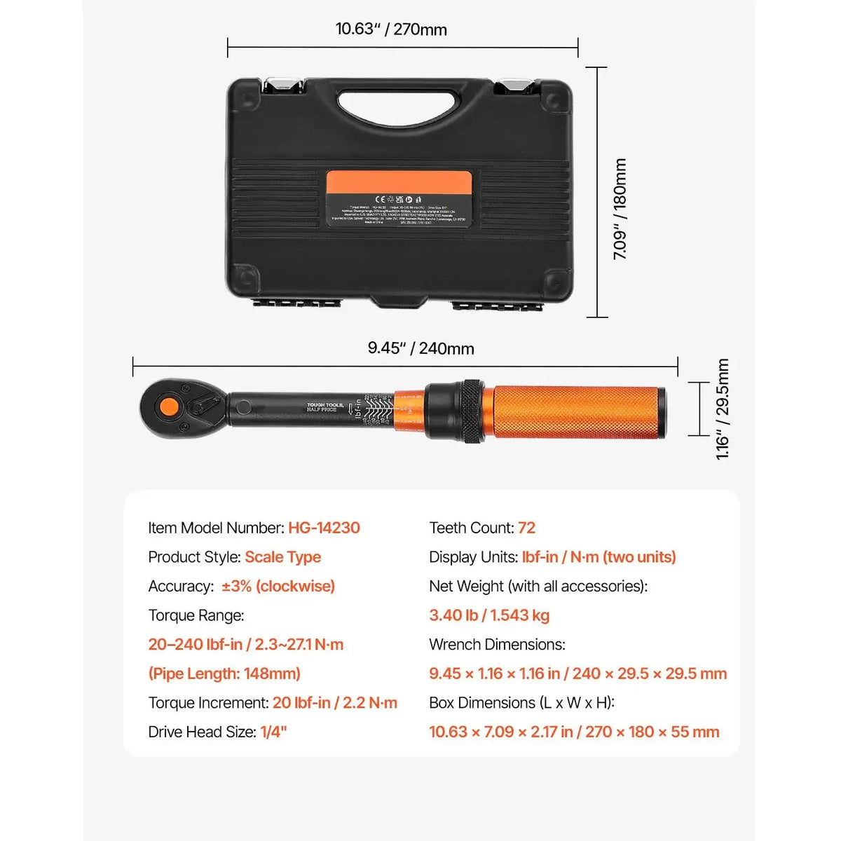 Torque Wrench Set &ndash; Dual Direction Adjustable 20-240 In-Lb SetB / spain