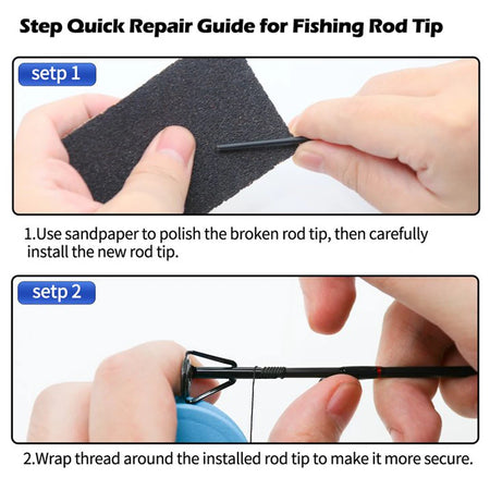 9KM Heavy Duty Fishing Rod Tips Repair Kit - 8Pcs with Ceramic Ring