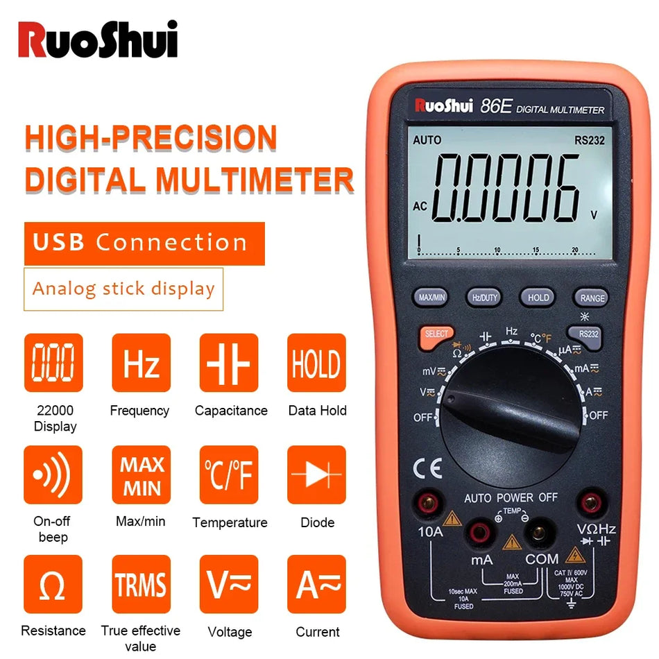 Ruoshui 86 Digitalni Multimetar 22000 Automatski Raspon USB Temp Freq
