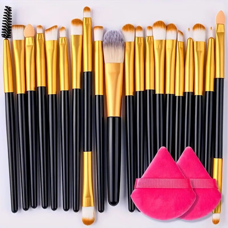 Portable 8/22/34Pcs Makeup Brush Set - Soft, Versatile Beauty Tool Kit Gold-22