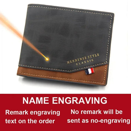 Personalised Classic Short Wallet with Coin Pocket for Men Black Name