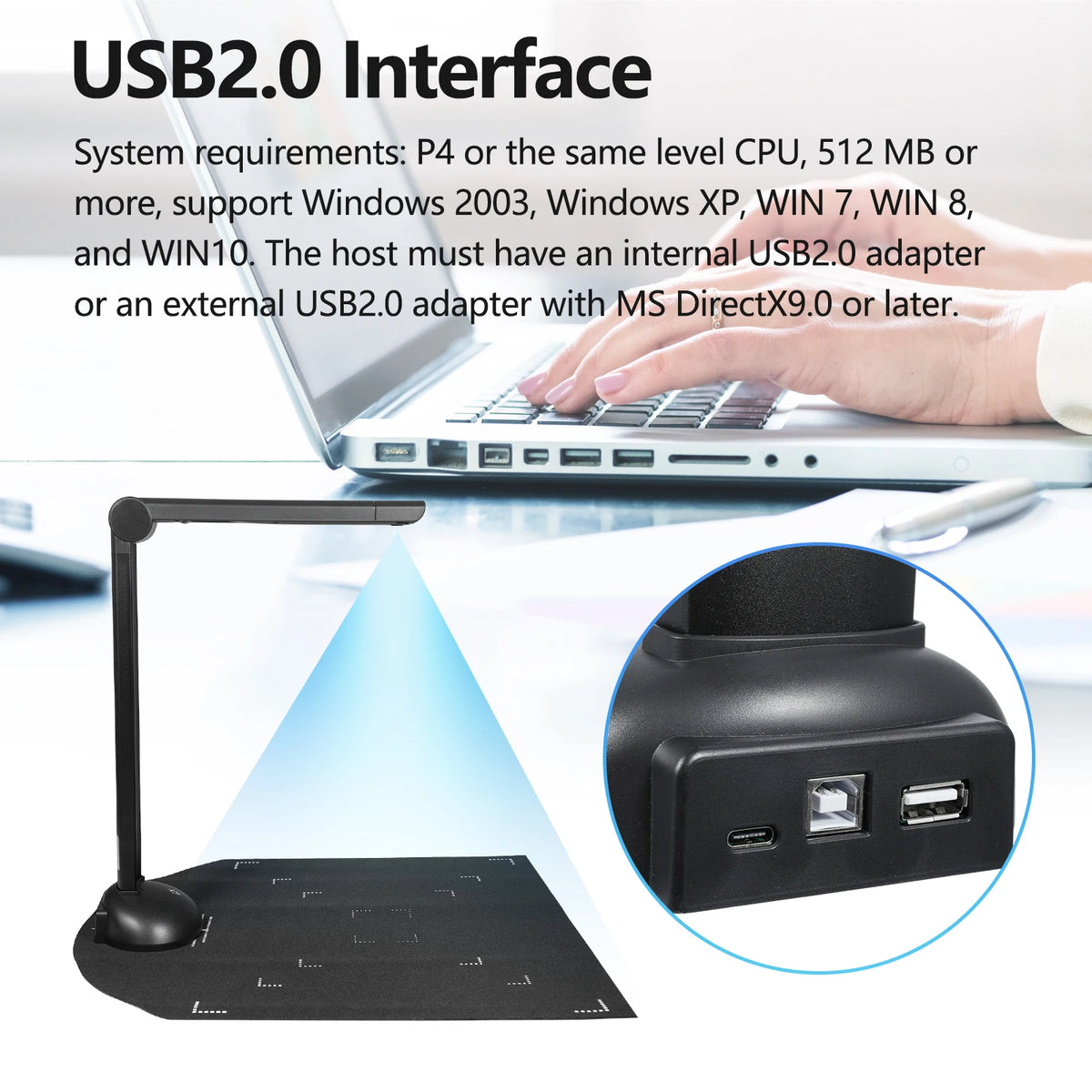 HD Document Camera Book Scanner A3 A4 with LED Light &amp; Multi-Language OCR