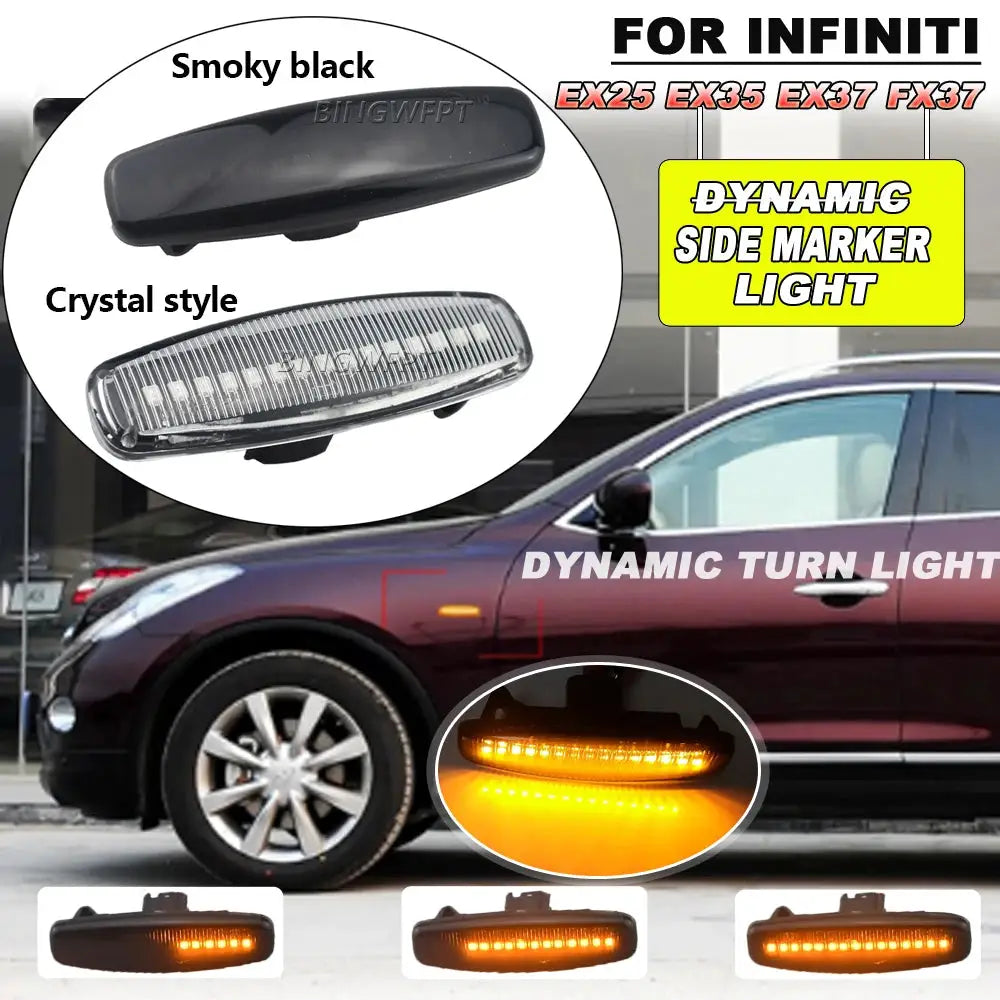 2x Dynamic LED Car Side Marker Lights Repeater Signal Lights For Infiniti EX35 EX37 FX30d FX35 FX37 FX50 G25 G35 G37 JX35 M25 by InterCyprus Trading Ltd