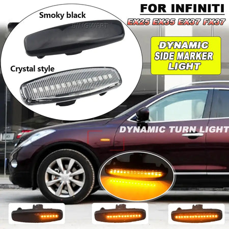 2x Dynamic LED Car Side Marker Lights Repeater Signal Lights For Infiniti EX35 EX37 FX30d FX35 FX37 FX50 G25 G35 G37 JX35 M25 by InterCyprus Trading Ltd