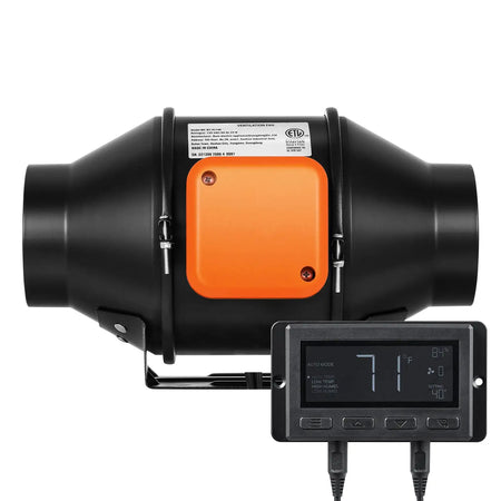 Inline Duct Fan 4x8 Quiet EC Motor Temp Humidity